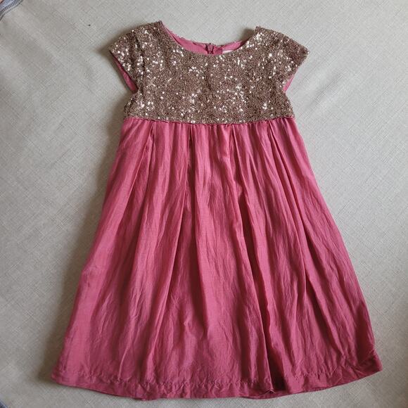Mini Boden Pink Gold Sequin Dress - Picture 2 of 10